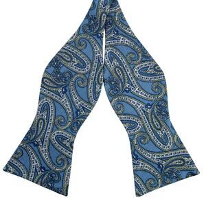 Daniel Cremieux Blue Paisley 100% Silk Self Tie Bow Tie